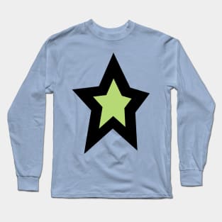 Green Star Thick Black Line Long Sleeve T-Shirt